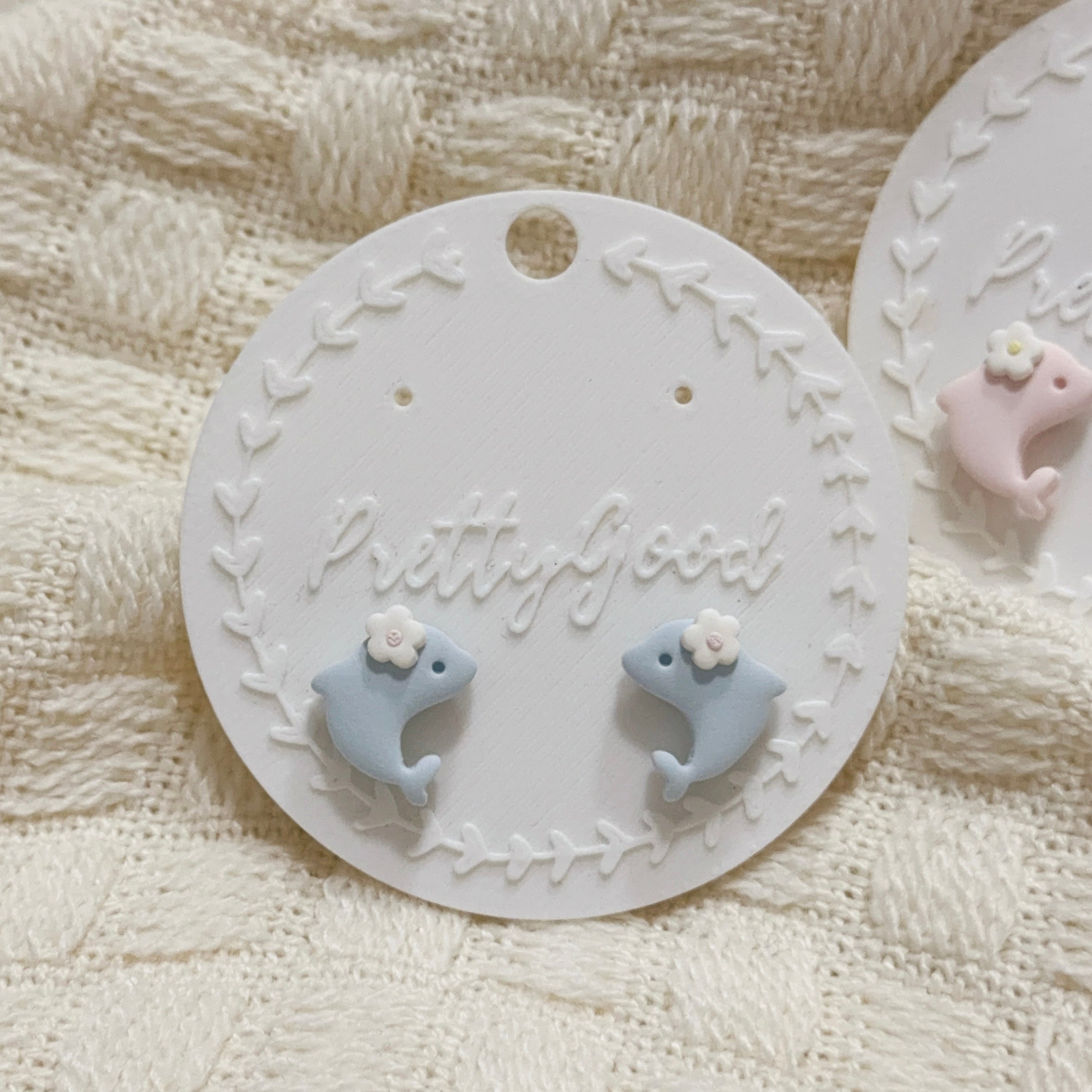 Little Dolphin Studs, Handmade Polymer Clay Earrings