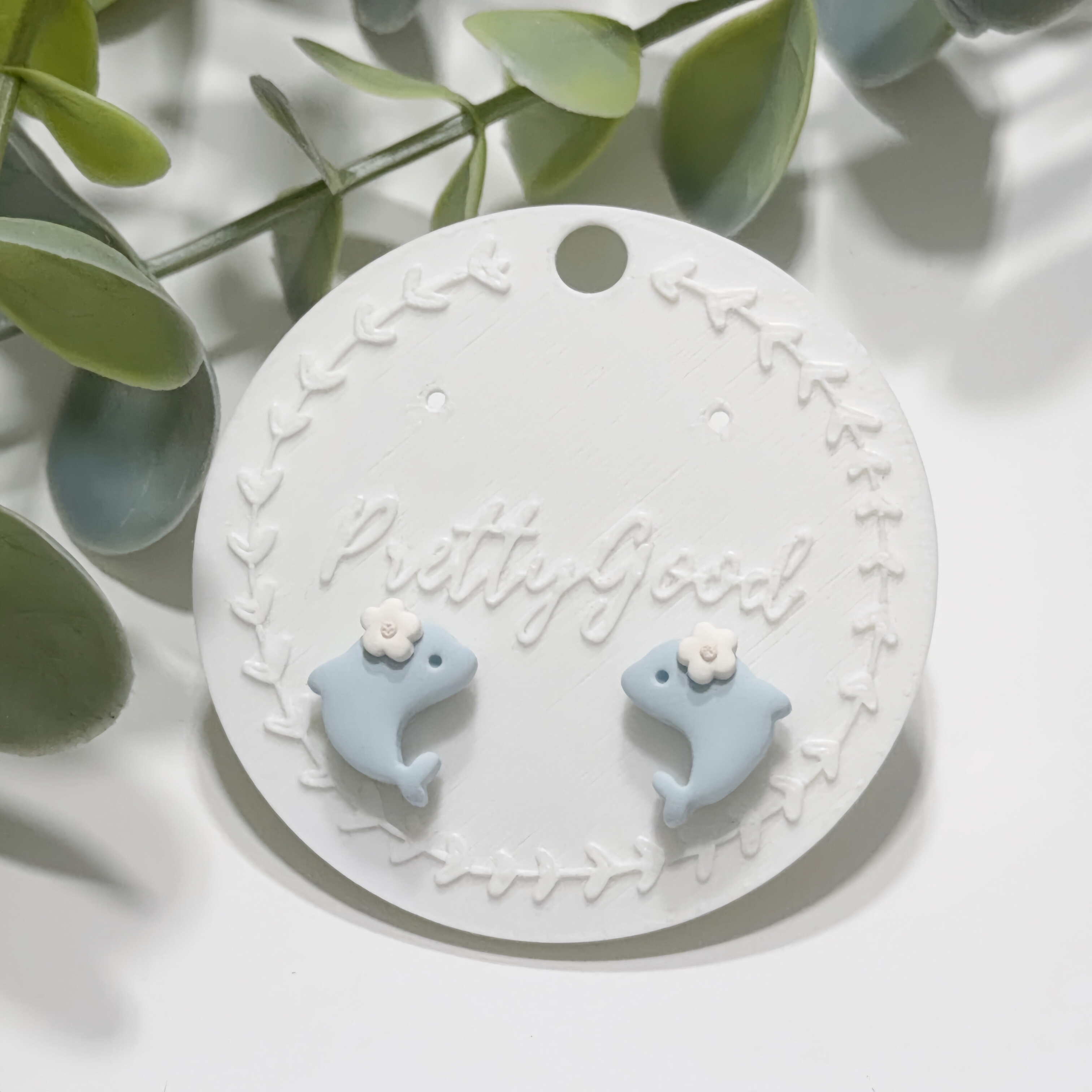 Little Dolphin Studs, Handmade Polymer Clay Earrings