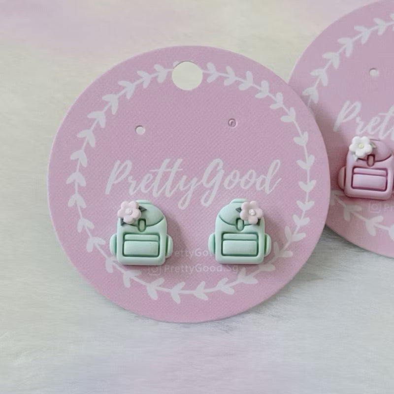 Tiny Floral School Bag Earrings