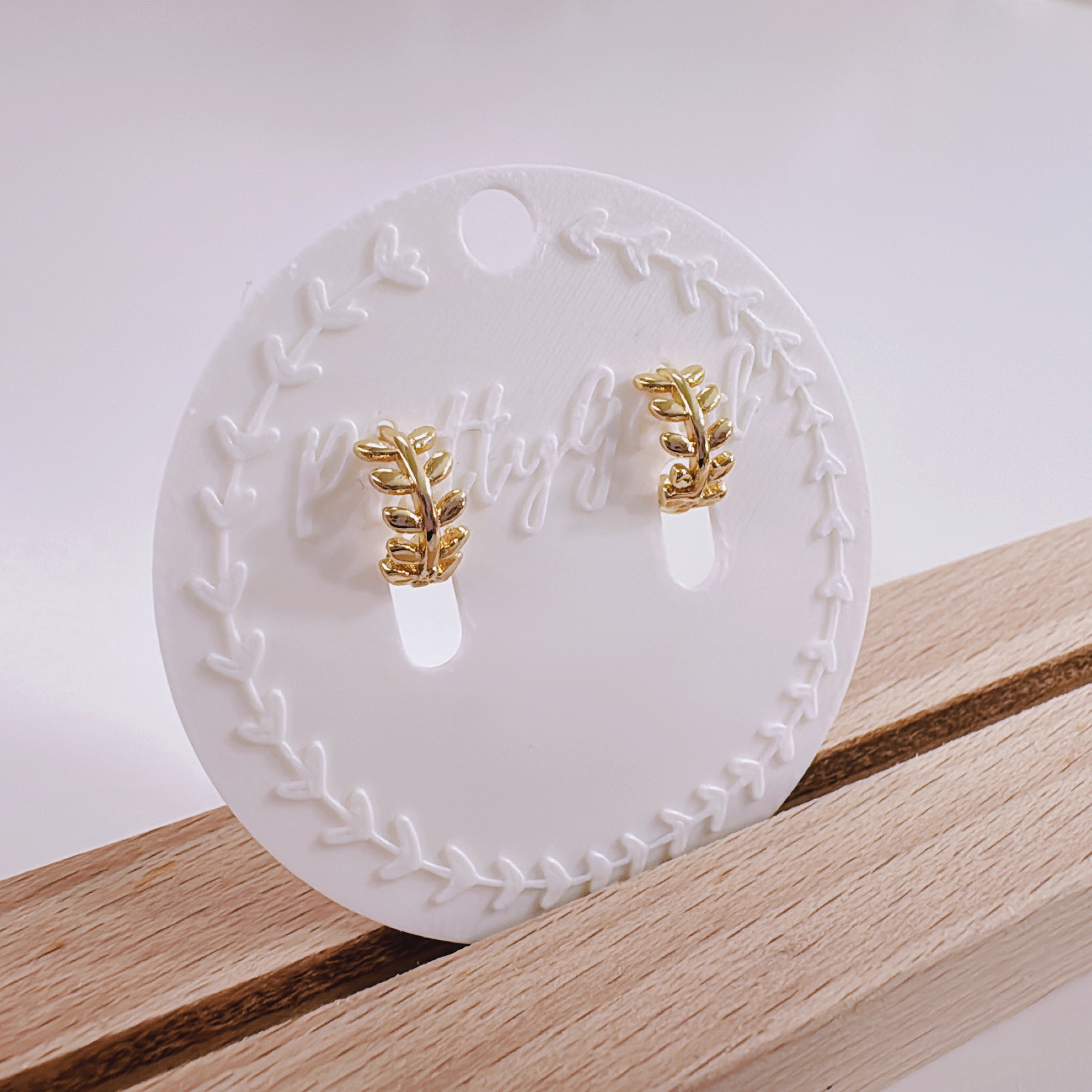 Mini 14K Gold Plated Leaf Huggie Earrings, Gift for Her