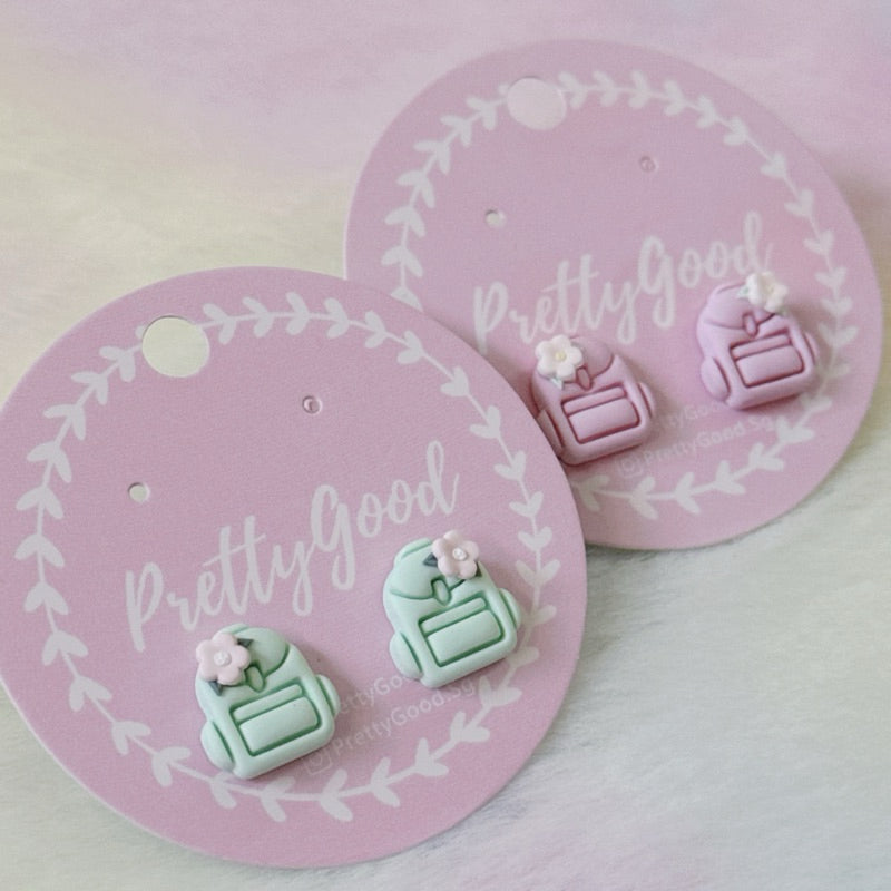 Tiny Floral School Bag Earrings