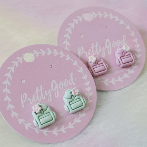 Tiny Floral School Bag Earrings