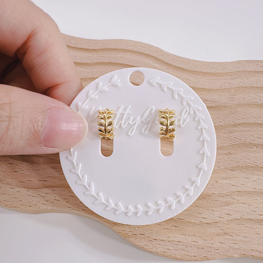 Mini 14K Gold Plated Leaf Huggie Earrings, Gift for Her
