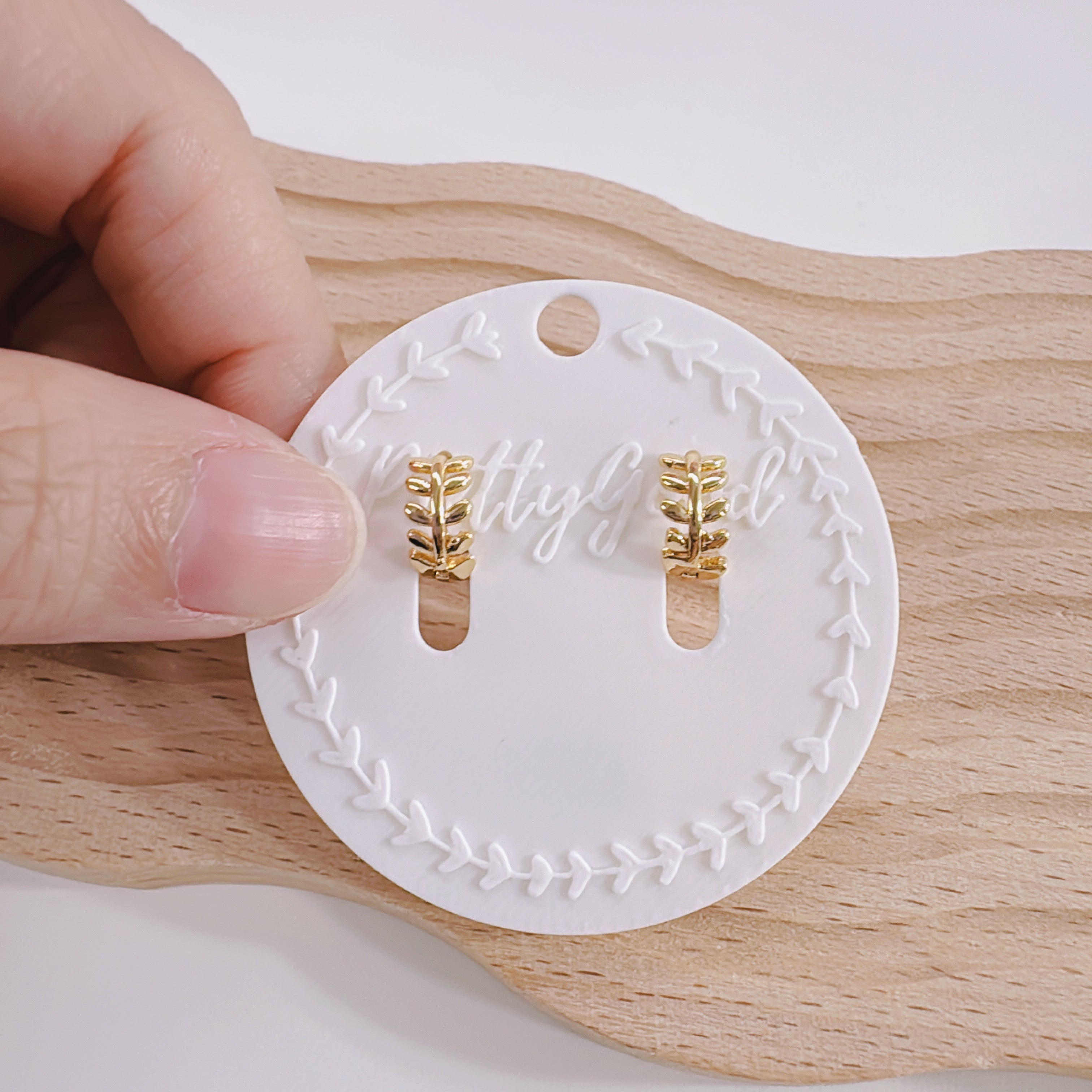 Mini 14K Gold Plated Leaf Huggie Earrings, Gift for Her