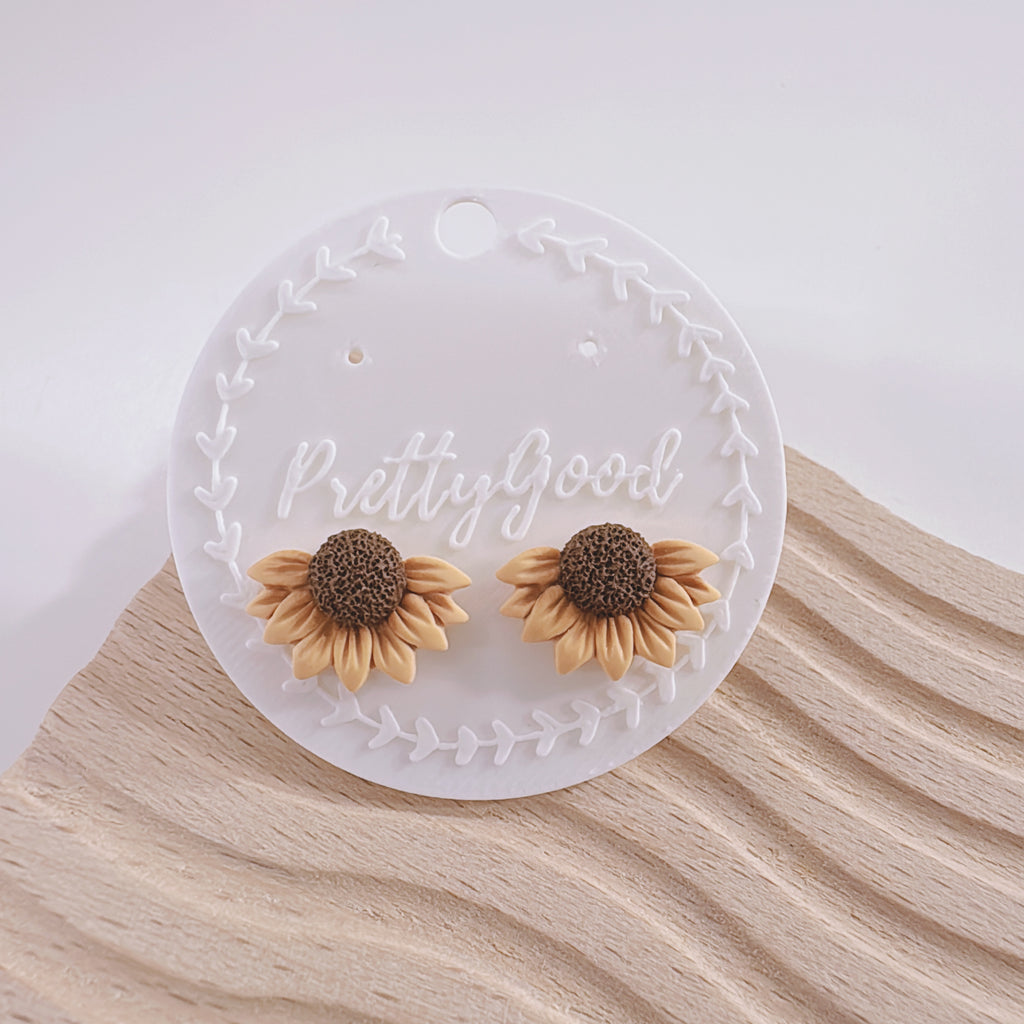 Handcrafted Sunflower Stud Earrings – Realistic & Delicately Shaded
