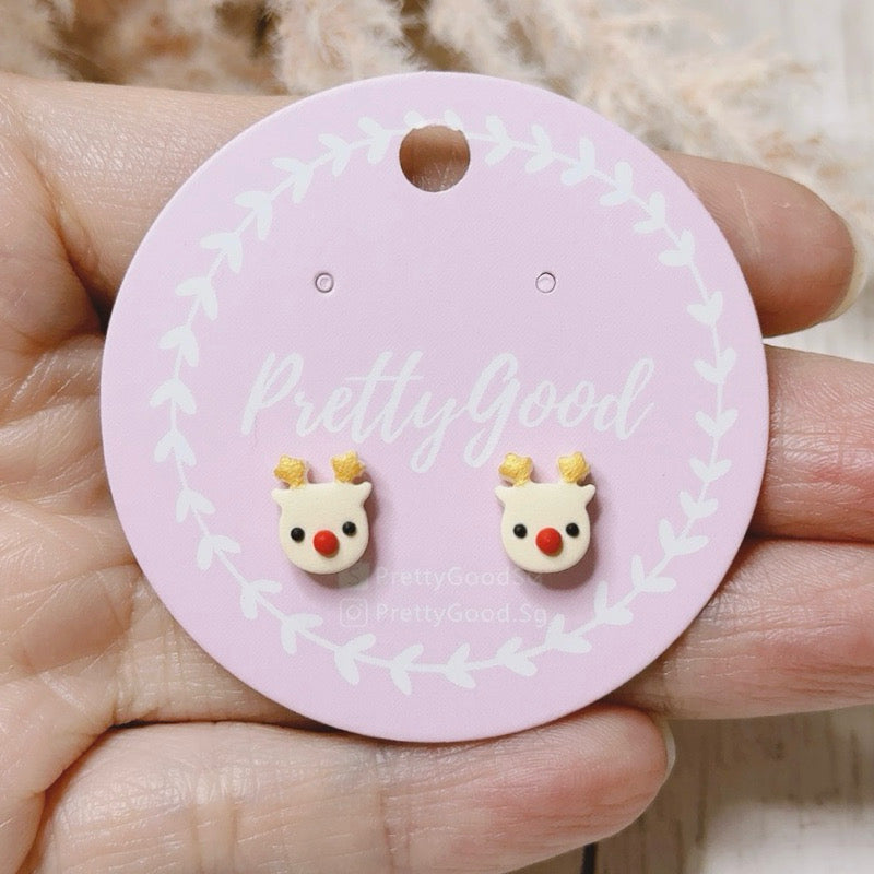 Mini Rudolph Studs, Christmas Earrings, Handmade in SG, Gift for Her