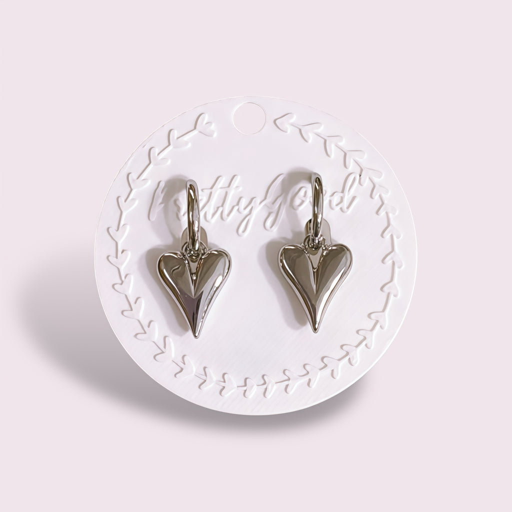 14K Gold Plated Sculpted Heart Huggie Earrings | Tarnish Resistant Minimalist Statement Jewelry