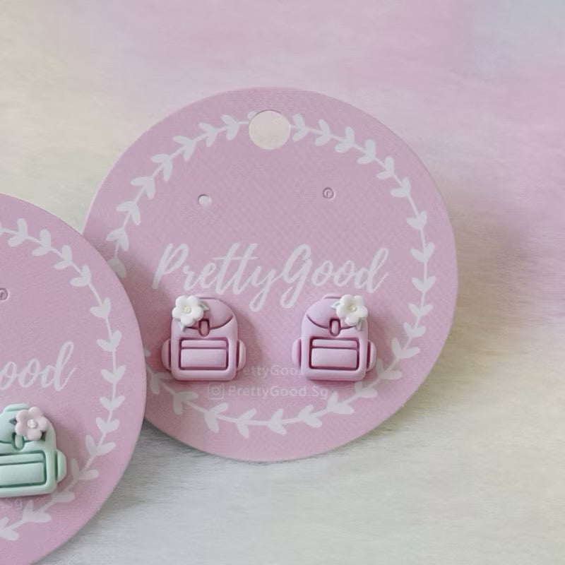 Tiny Floral School Bag Earrings
