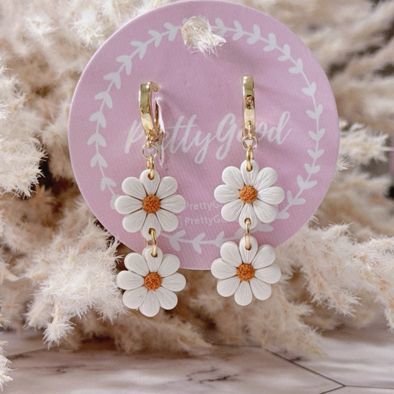 Chubby Daisies Earrings, Handmade in SG, Gift for Her