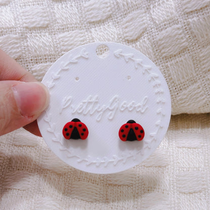 Handcrafted Mini Ladybug Stud Earrings – Cute Red and Black Polymer Clay Jewelry