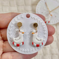 Duck Float Earrings Necklace Set Cute Summer Duck Jewelry Gold Plated Dangle Necklace Handmade Lightweight