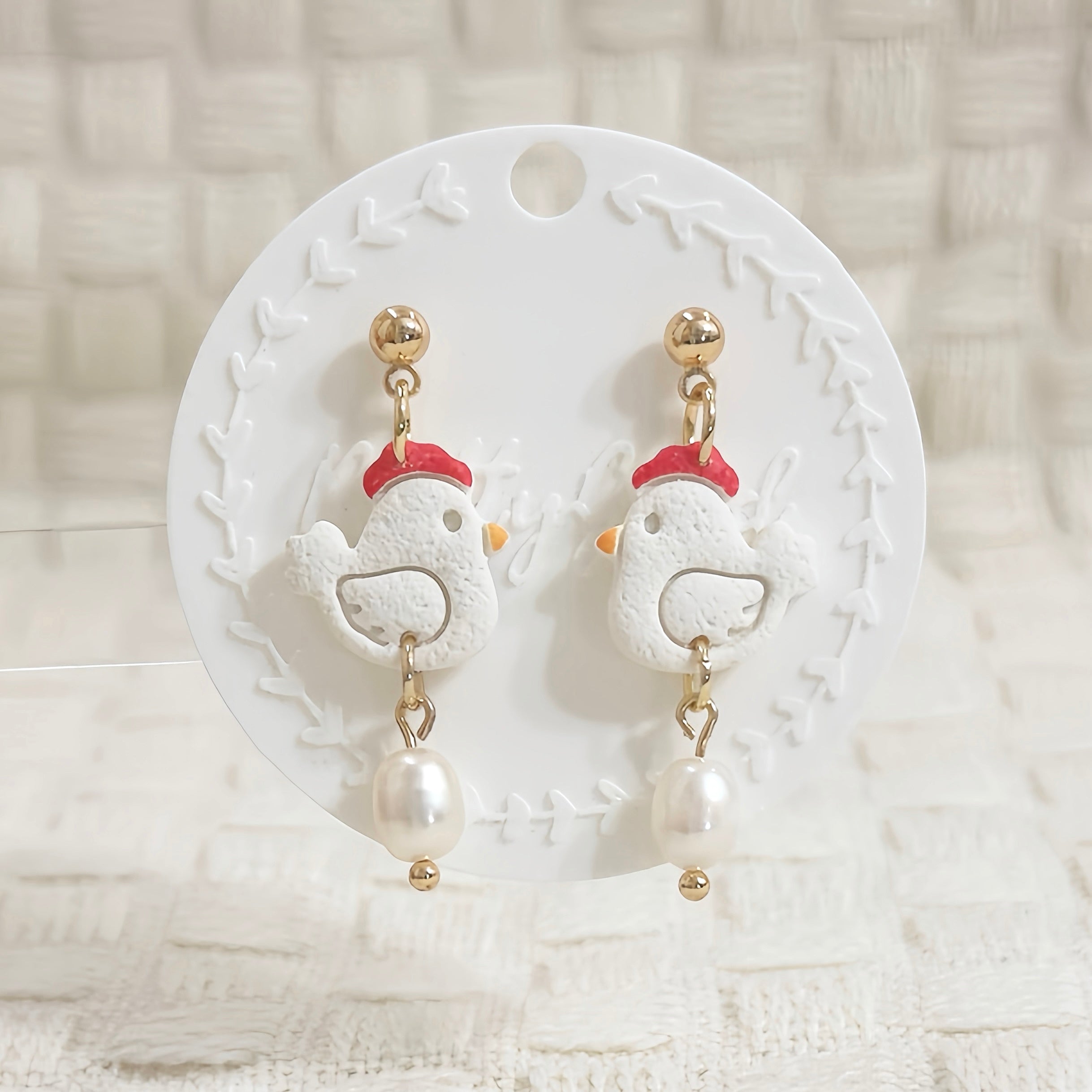 Chicken & Chick Polymer Clay Earrings | Cute Farm Animal Stud & Dangle | Handmade Cottagecore Jewelry
