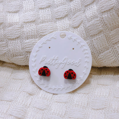 Handcrafted Mini Ladybug Stud Earrings – Cute Red and Black Polymer Clay Jewelry