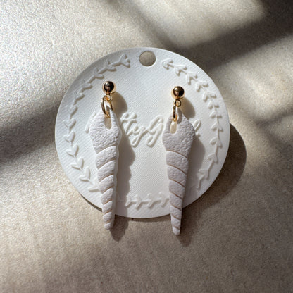 Turritella Drift, Handcrafted Summer Earrings, Seashell Earrings, Polymer Clay