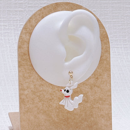 Handcrafted Ghost Dog Earrings, Cute Halloween & Christmas Inspired Studs and Dangles