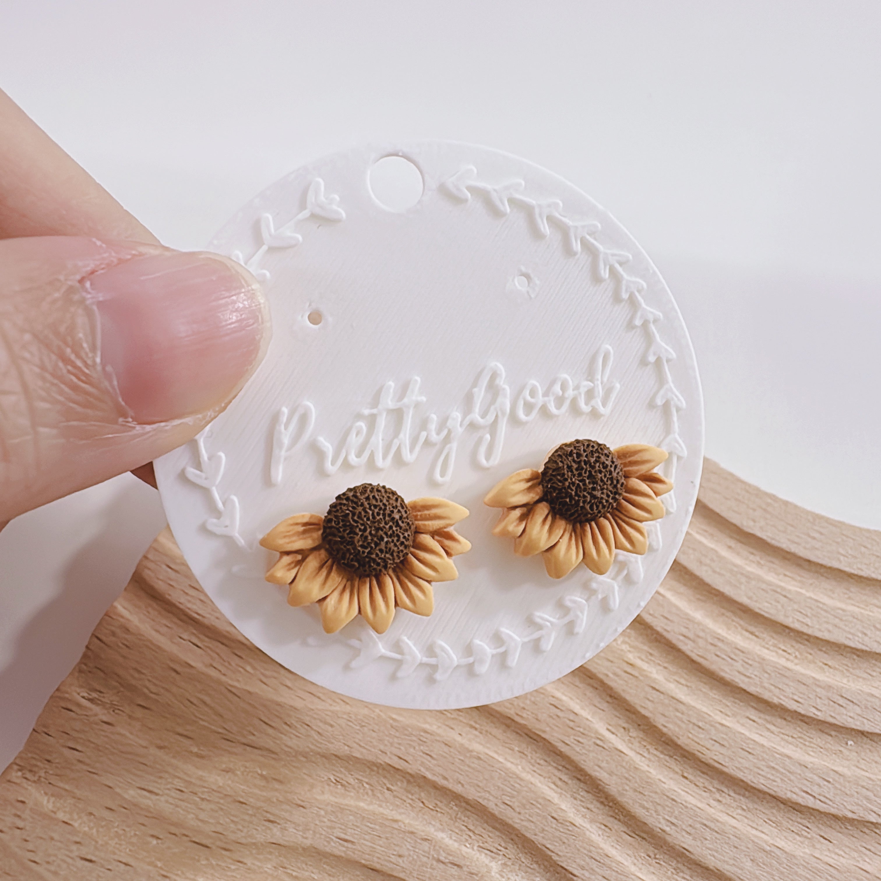 Handcrafted Sunflower Stud Earrings – Realistic & Delicately Shaded