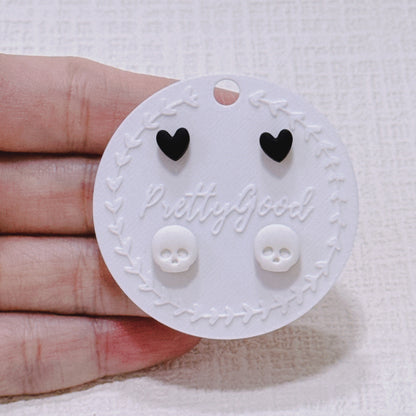 Handcrafted Skull & Heart Stud Earrings Set, Cute Gothic Summerween Jewelry
