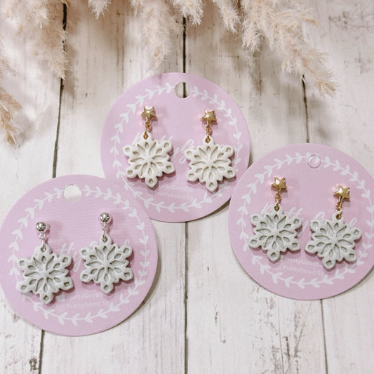 Snowflake Dangle, Handmade Polymer Clay Earrings, Singapore