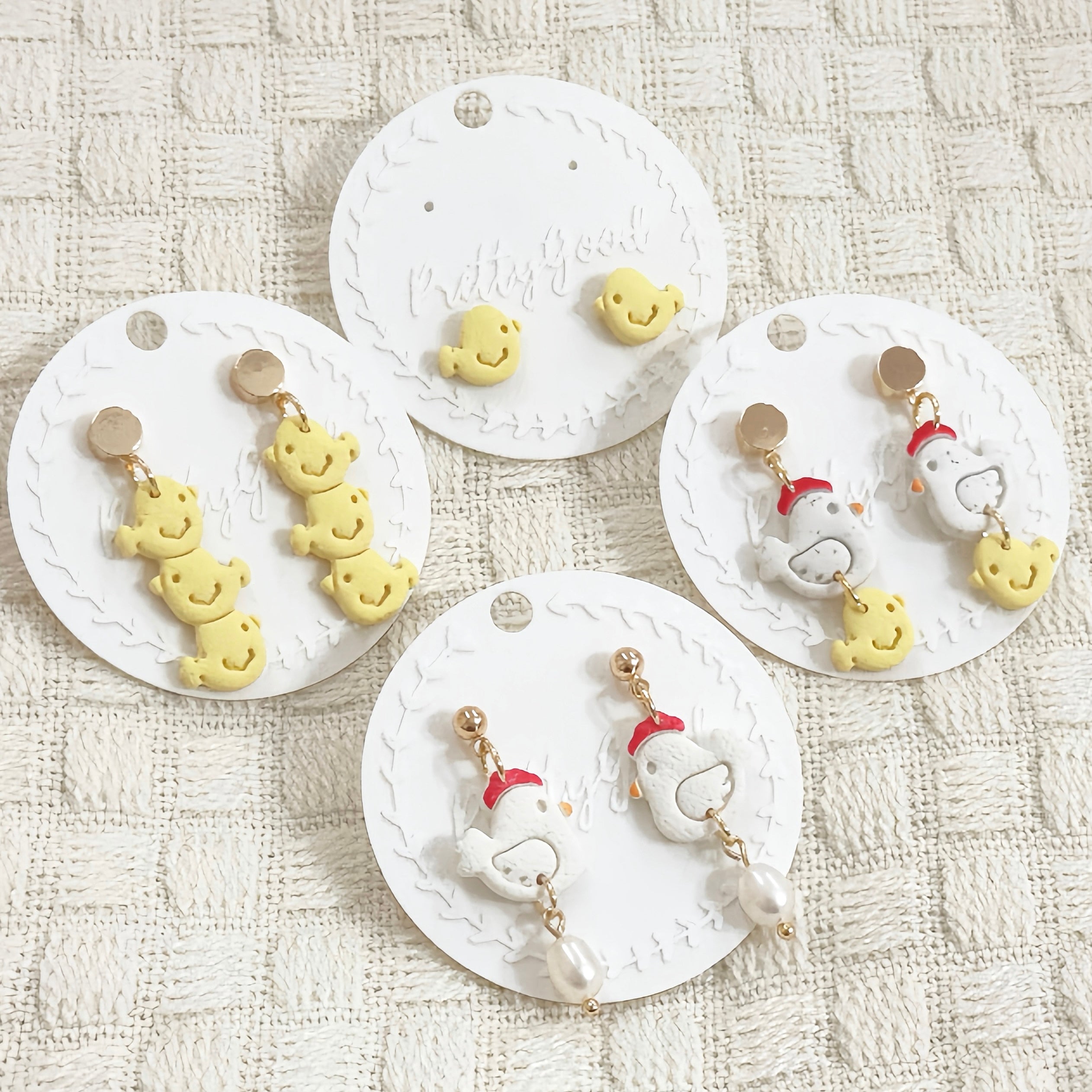 Chicken & Chick Polymer Clay Earrings | Cute Farm Animal Stud & Dangle | Handmade Cottagecore Jewelry