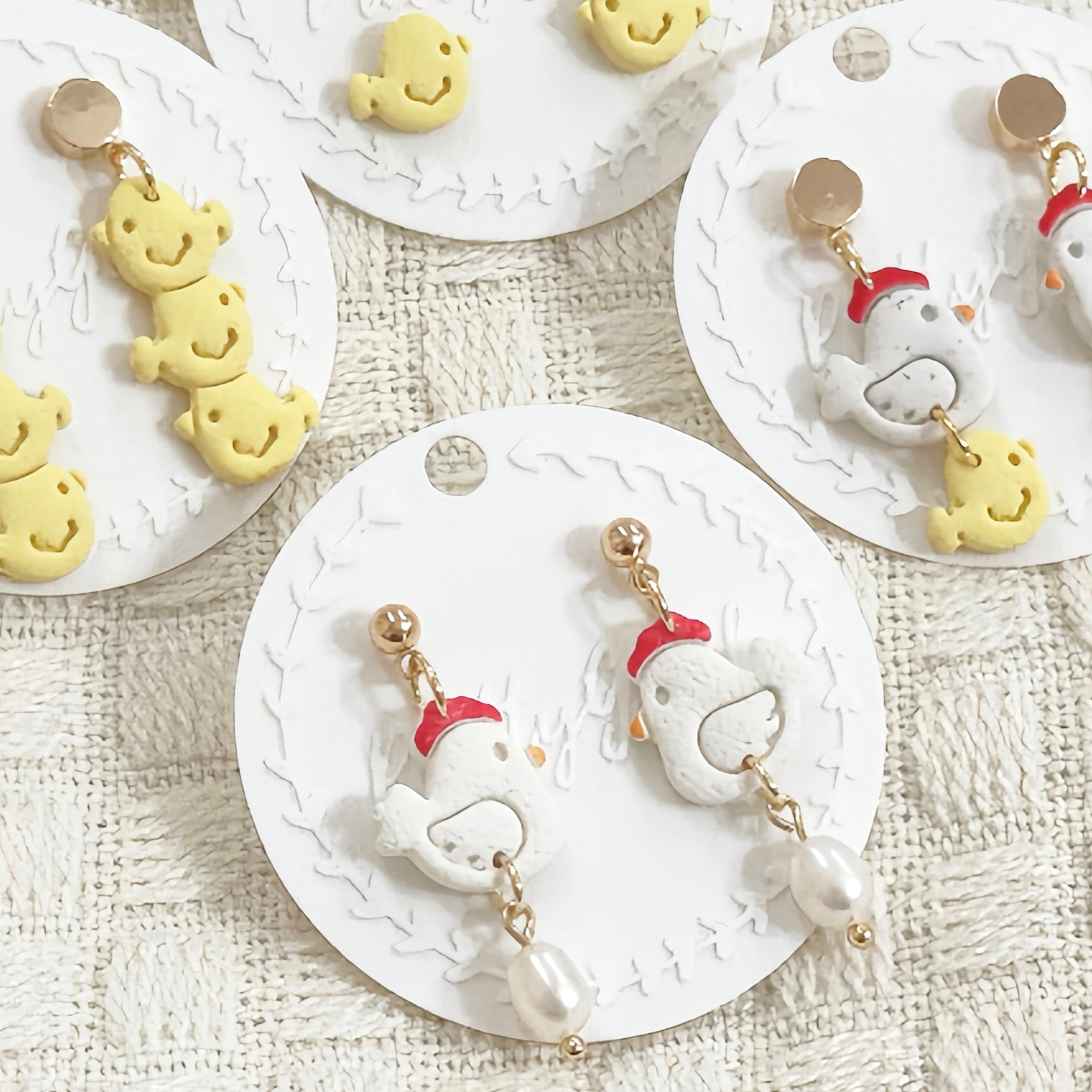 Chicken & Chick Polymer Clay Earrings | Cute Farm Animal Stud & Dangle | Handmade Cottagecore Jewelry