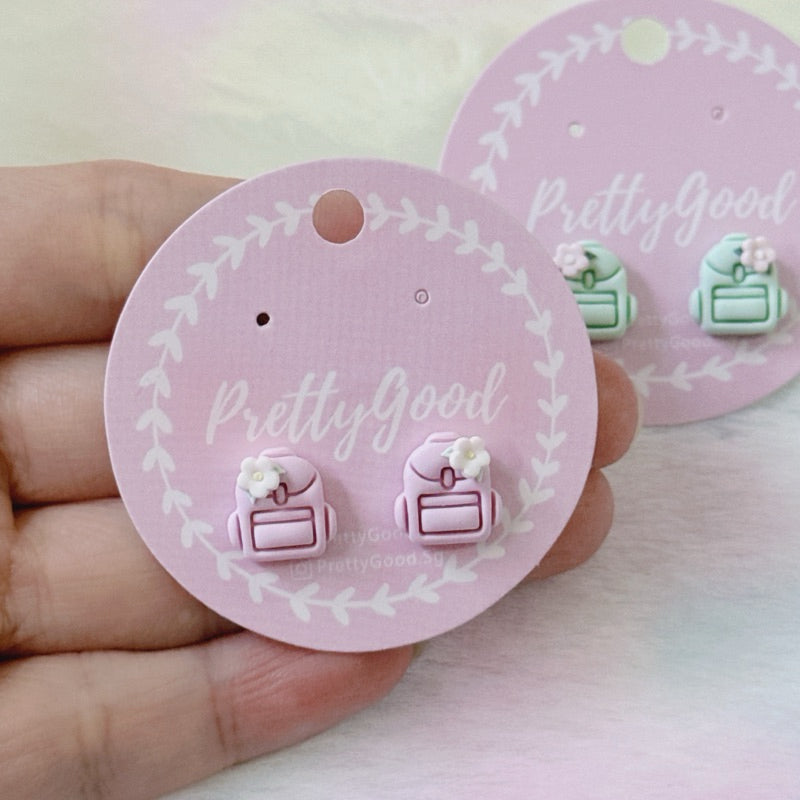 Tiny Floral School Bag Earrings