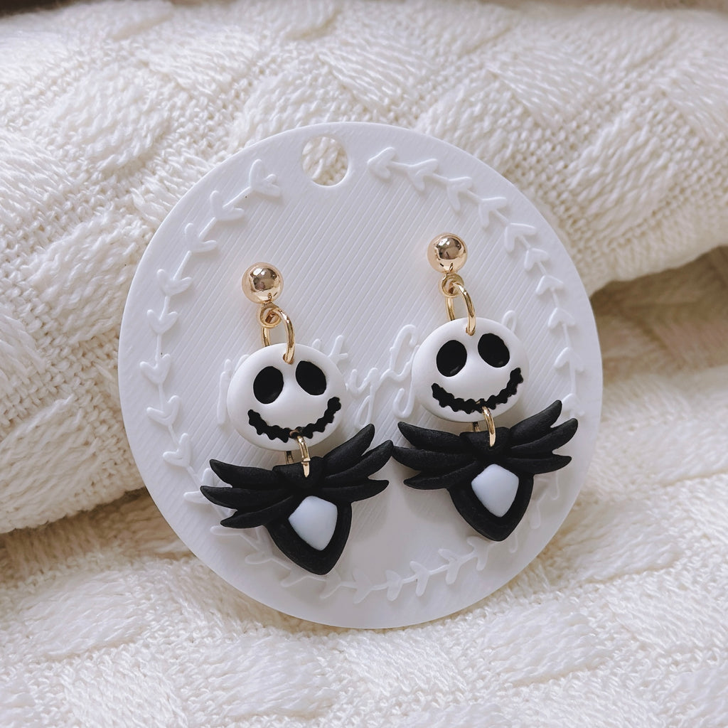 Handcrafted Jack Skellington Earrings – Nightmare Before Christmas Inspired Polymer Clay Earrings, Spooky Cute Halloween