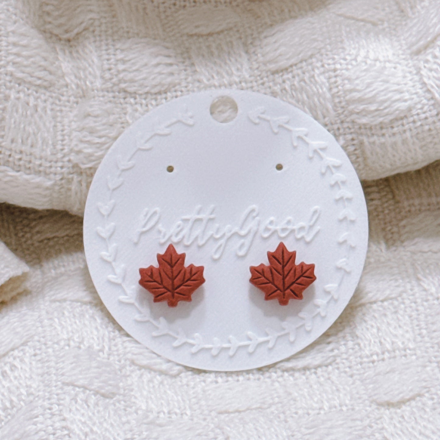 Maple Leaf Earrings – Autumn Polymer Clay Studs & 14K Gold Plated Dangle Huggies, Fall Jewelry
