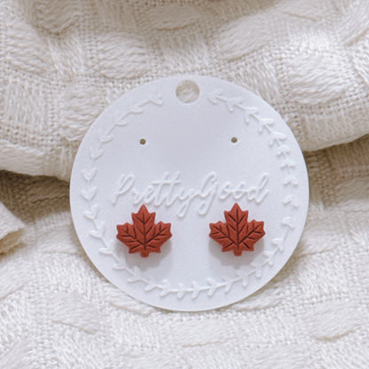 Maple Leaf Earrings – Autumn Polymer Clay Studs & 14K Gold Plated Dangle Huggies, Fall Jewelry