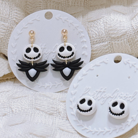 Handcrafted Jack Skellington Earrings – Nightmare Before Christmas Inspired Polymer Clay Earrings, Spooky Cute Halloween
