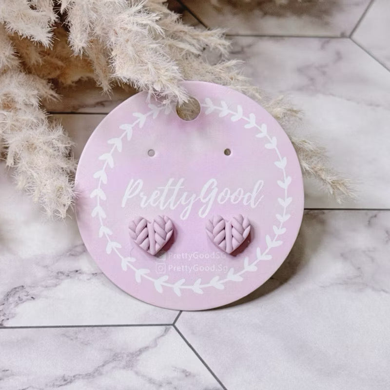 Handmade Knitted Heart Stud Earrings | Polymer Clay Heart Studs | Minimal Everyday Earrings