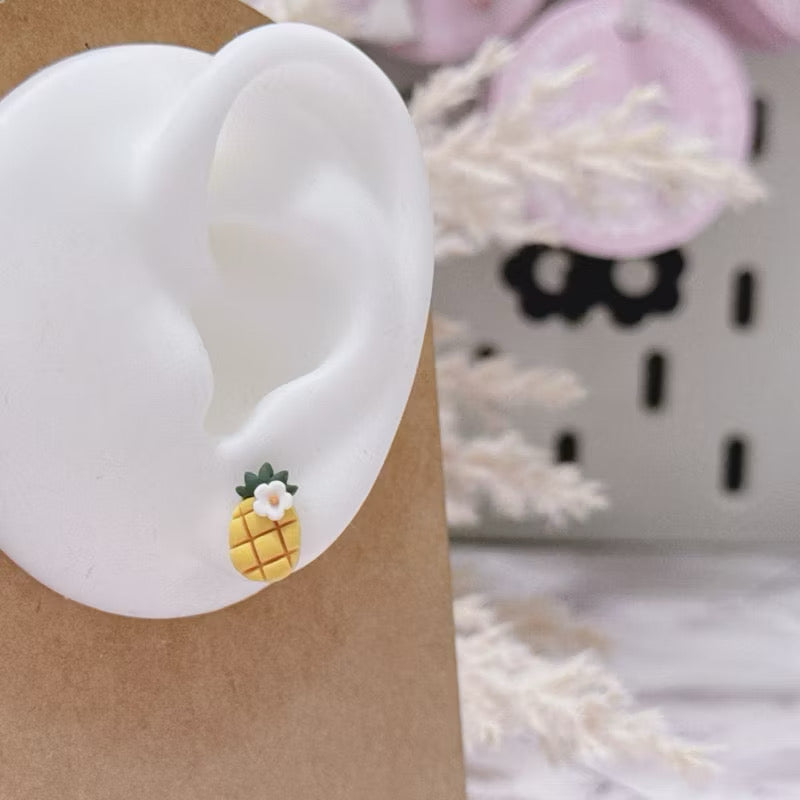 Handmade Mini Pineapple Studs Earrings, CNY Earrings, Auspicious New Year Earrings, Gift for Her