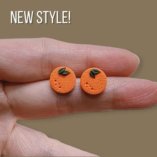 Mini Orange Stud Earrings | Lucky Citrus Polymer Clay Studs for CNY & Summer | Cute Fruit Earrings