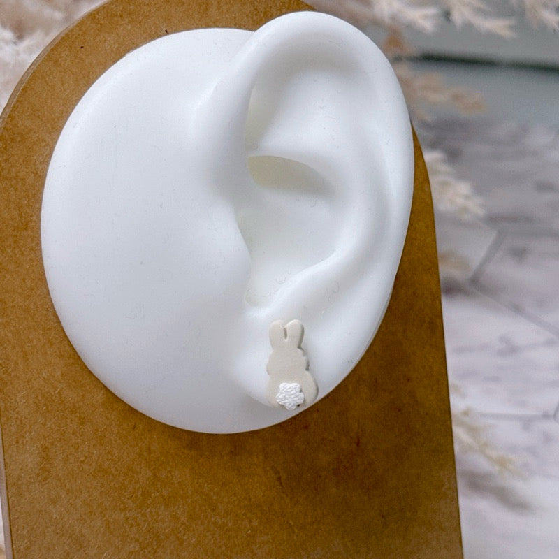 Chubby Bunny Backview Studs Earrings, Handcrafted Earrings, Singapore