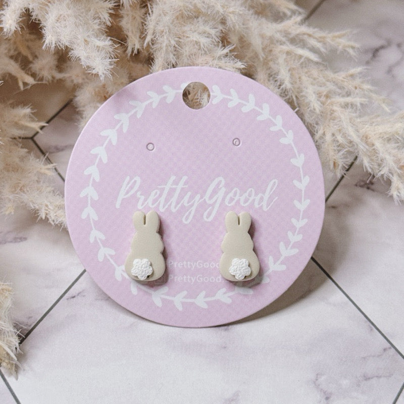 Chubby Bunny Backview Studs Earrings, Handcrafted Earrings, Singapore