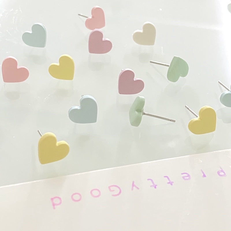 Handmade Pastel Mini Hearts Studs Earrings