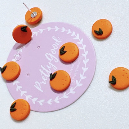 Mini Orange Stud Earrings | Lucky Citrus Polymer Clay Studs for CNY & Summer | Cute Fruit Earrings