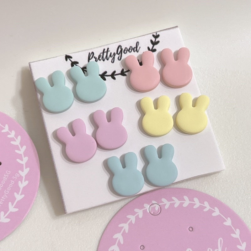 Pastel Bunny Studs - Handcrafted In 🇸🇬, Cute Kawaii Minimalist Earrings Studs, Small Chic Trendy Gift for Her