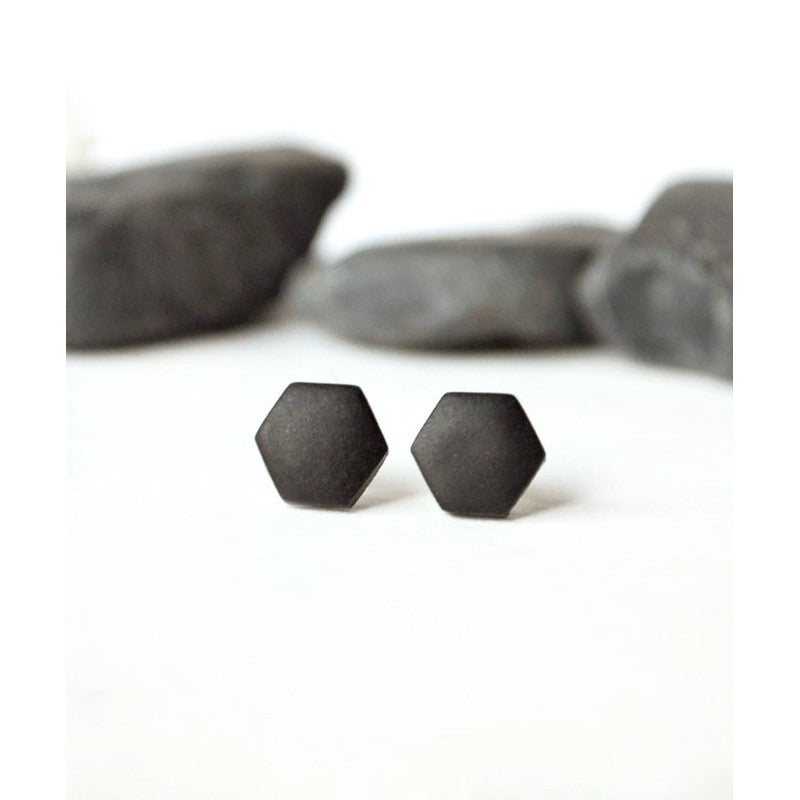 Unisex Hexagon Studs