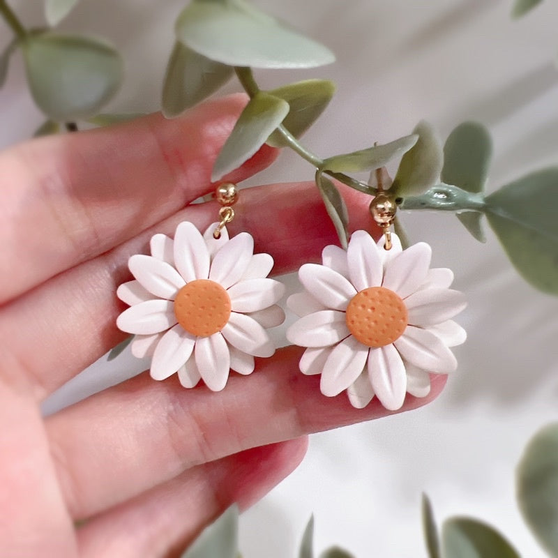 Handcrafted Double Daisies Dangle Earrings