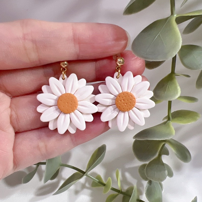 Handcrafted Double Daisies Dangle Earrings