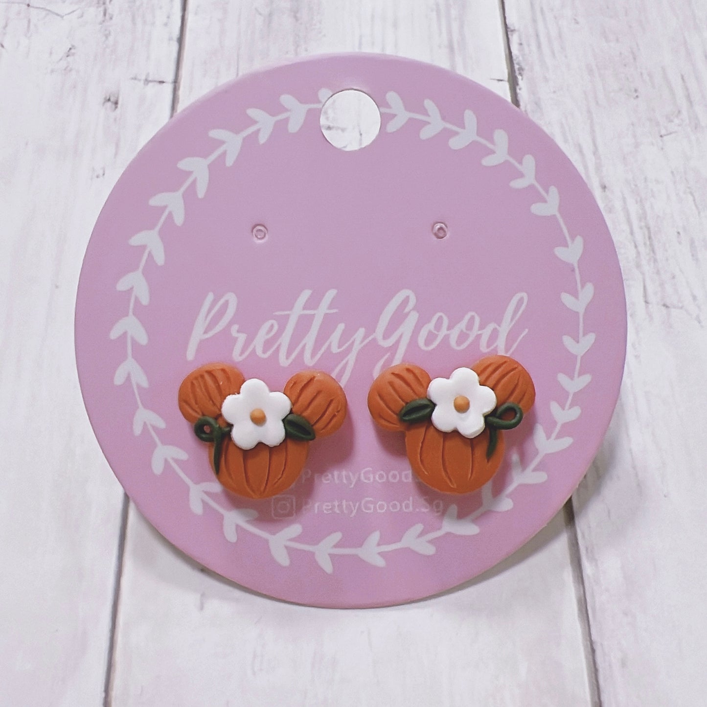 Pumpkin Mickey Studs Earrings, Handcrafted Earrings, Halloween 2022 Studs, Handmade in SG, Gift for her