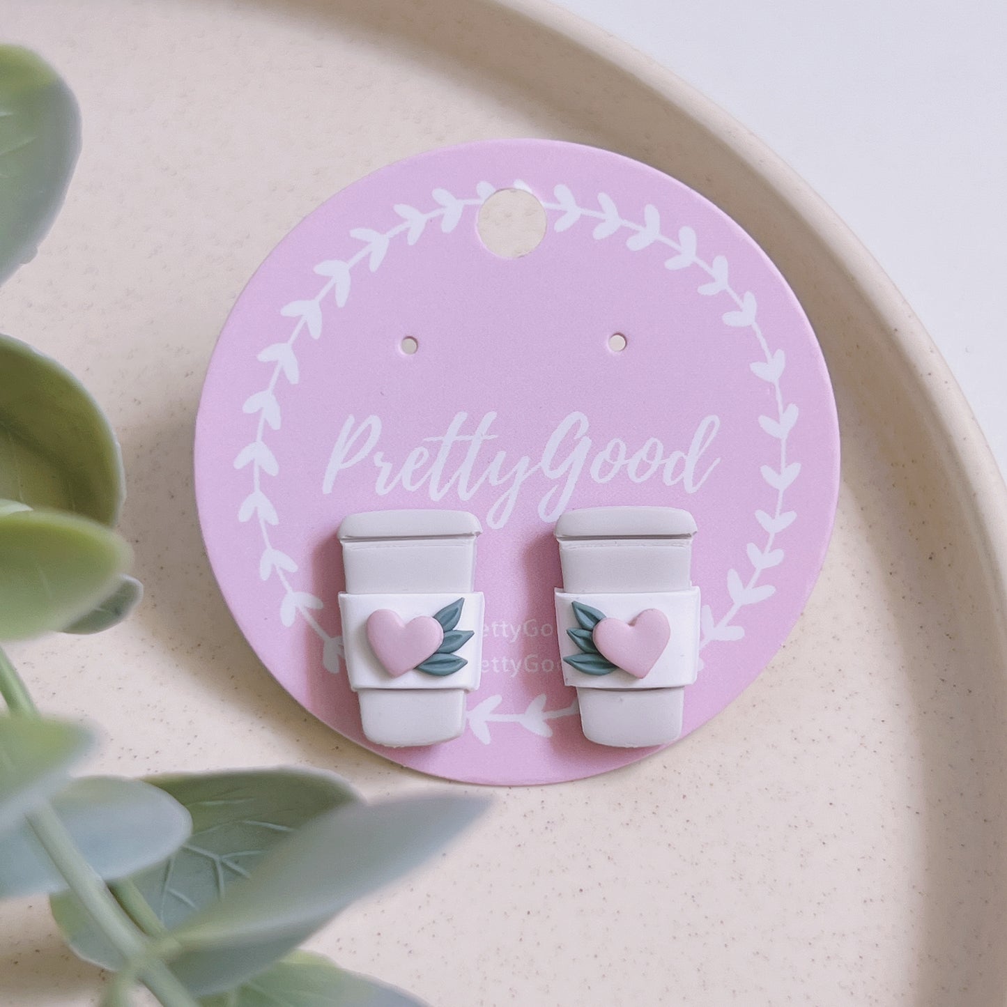 Hearts Cafe Takeaway Studs Earrings