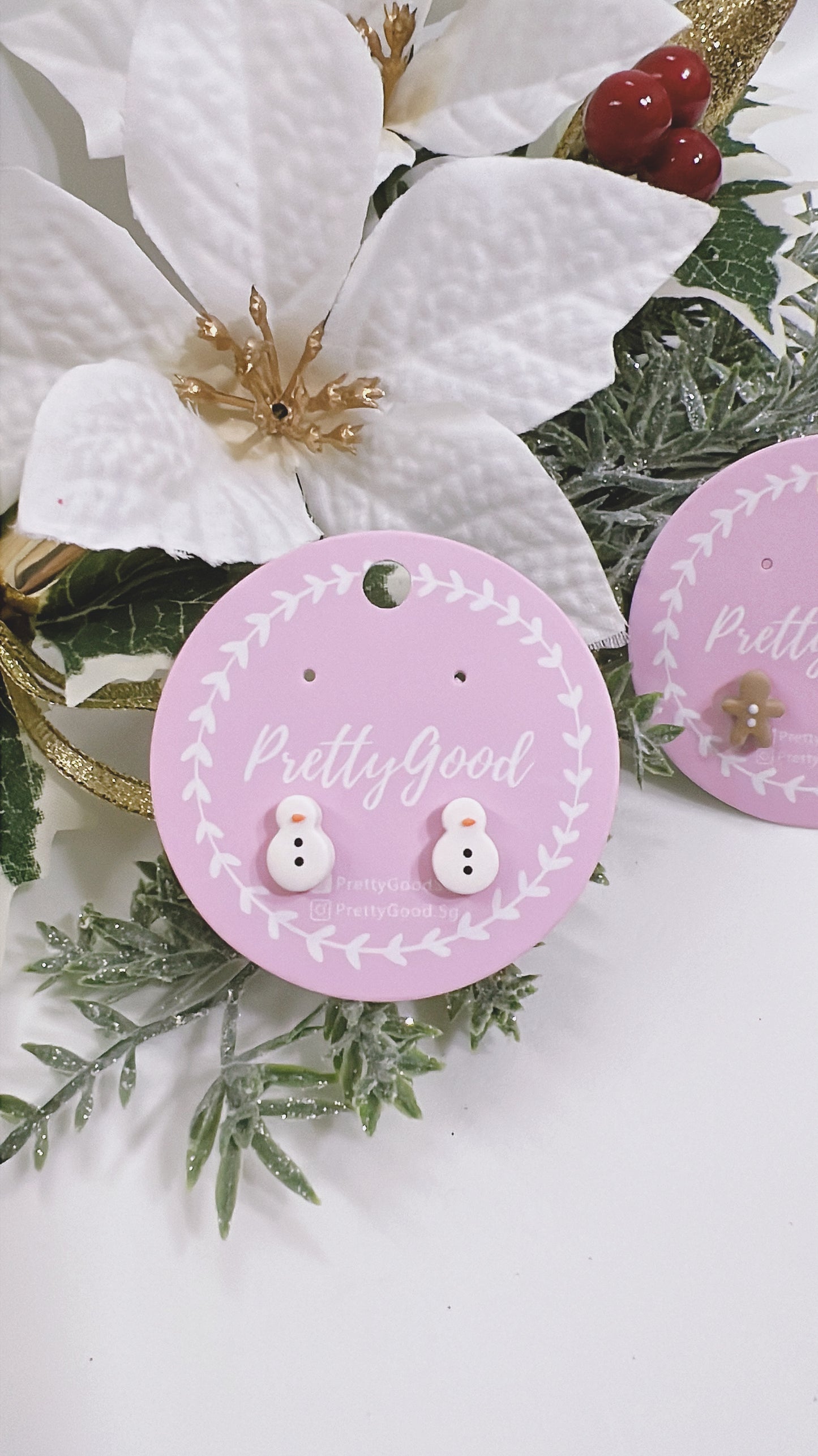 Mini Christmas Studs, Gingerbread Man Snowman Earrings