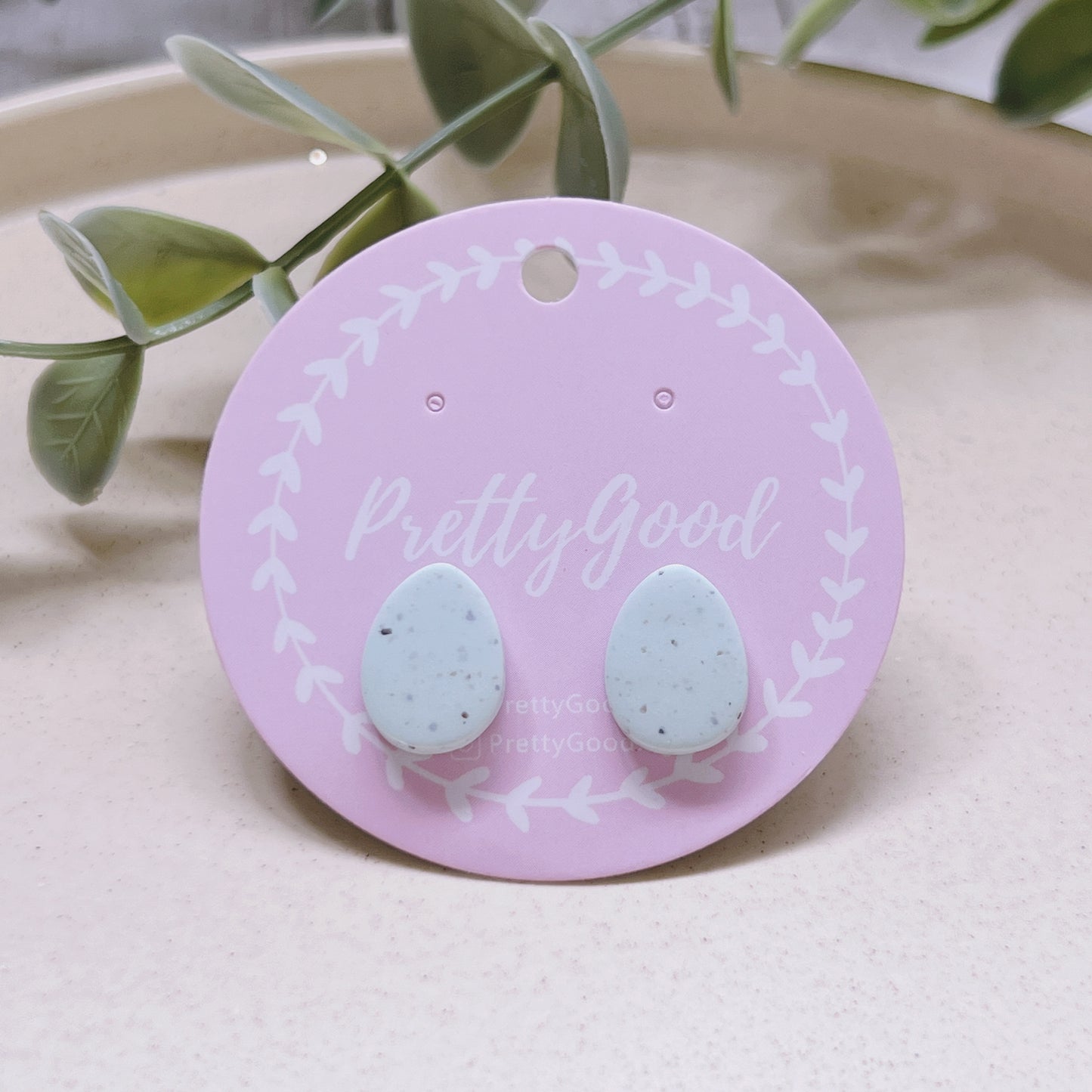 Handmade Pastel Mint Eggs Studs Earrings - by PrettyGood Singapore