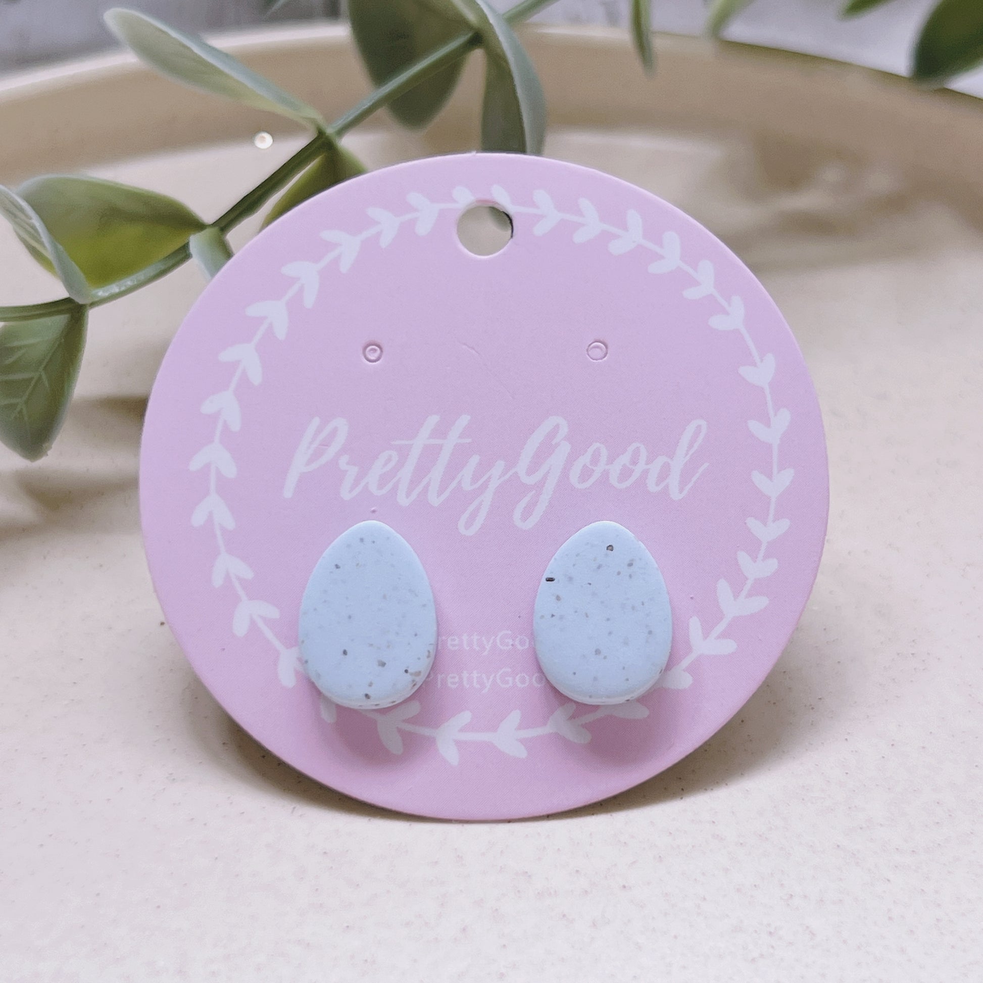 Handmade Blue Pastel Eggs Studs Earrings - by PrettyGood Singapore