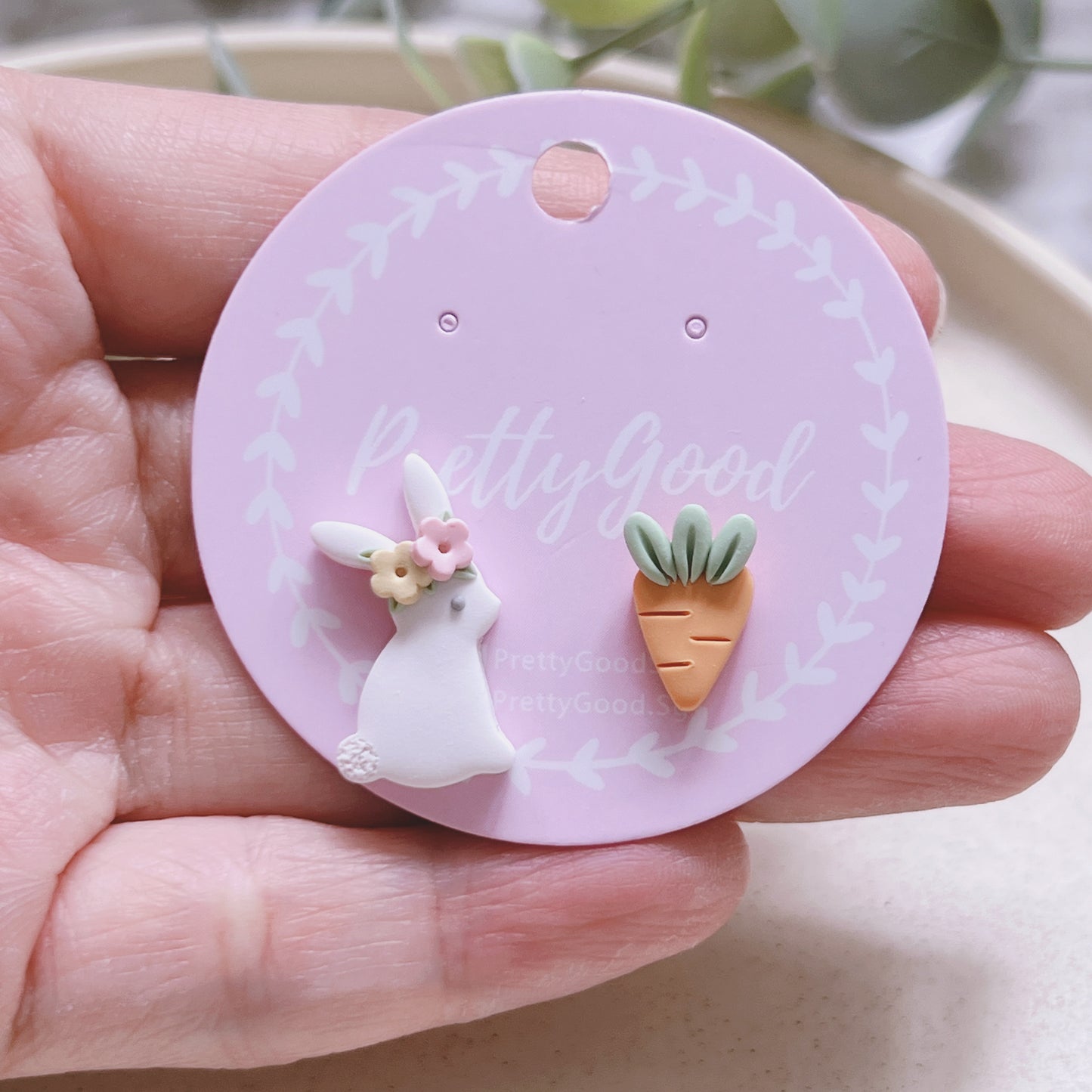 Handmade Bunny Carrot Studs