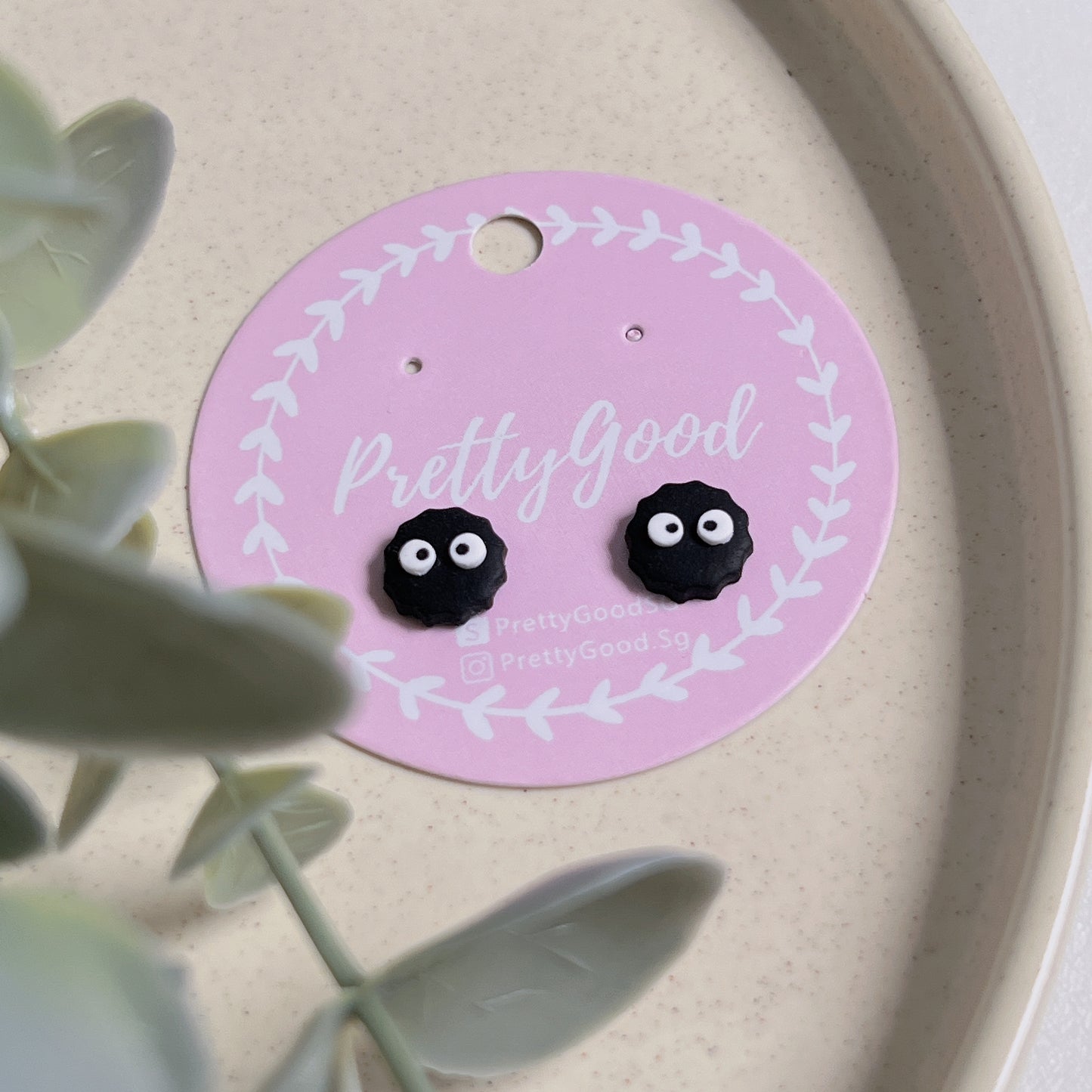 Soot Sprite Studs Earrings, Handcrafted Spirited Away Earrings, Little Black Studs, Cute Earrings