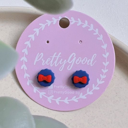 Dainty Bow Studs, Snow White Inspired, Handmade In SG, Gift for Her, Hello Kitty Color