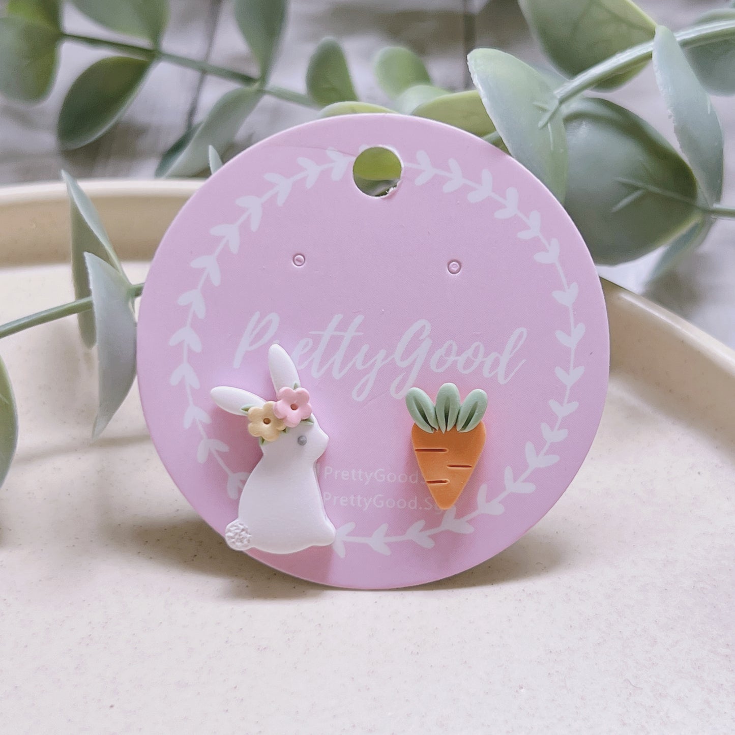 Handmade Bunny Carrot Studs