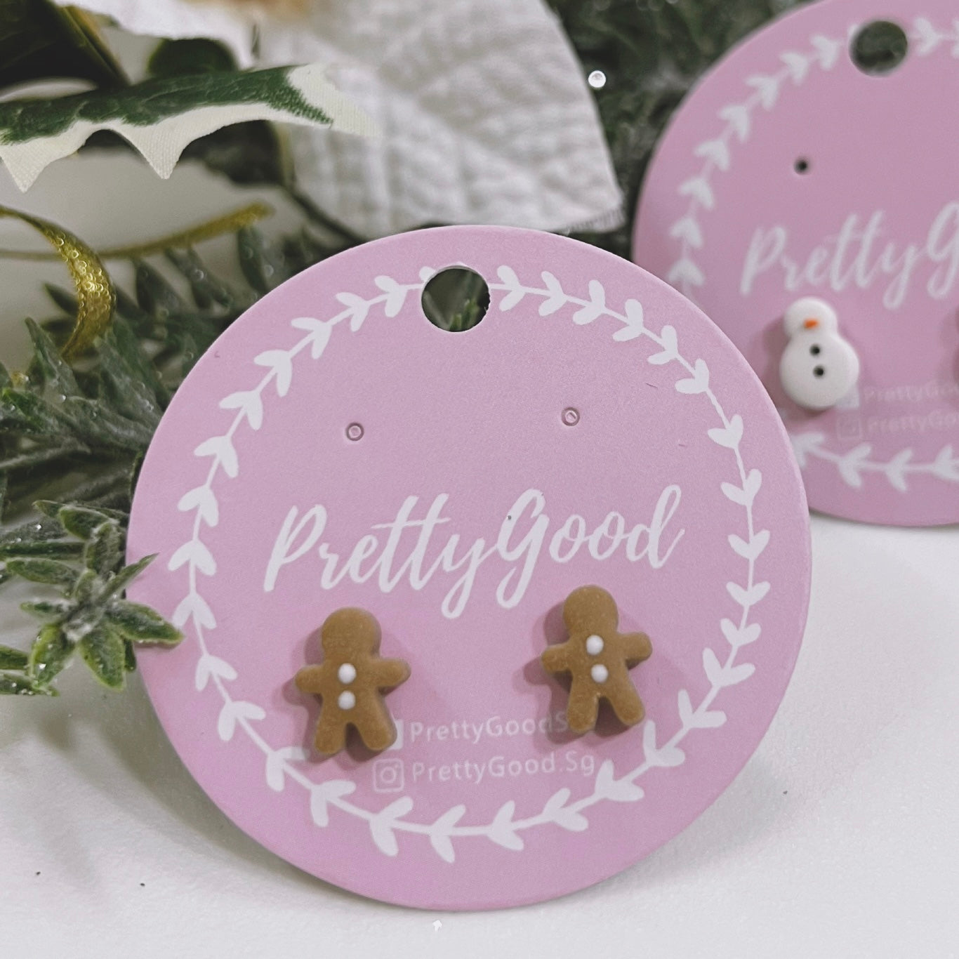 Mini Christmas Studs, Gingerbread Man Snowman Earrings